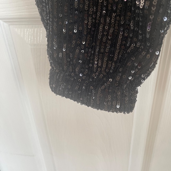 Loft Black Sequin Jogger Pant Sz M NWOT - Picture 3 of 7
